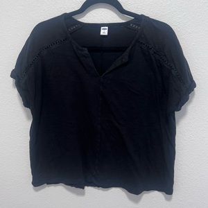 Old Navy Black Oversized Cropped T-shirt Size Small